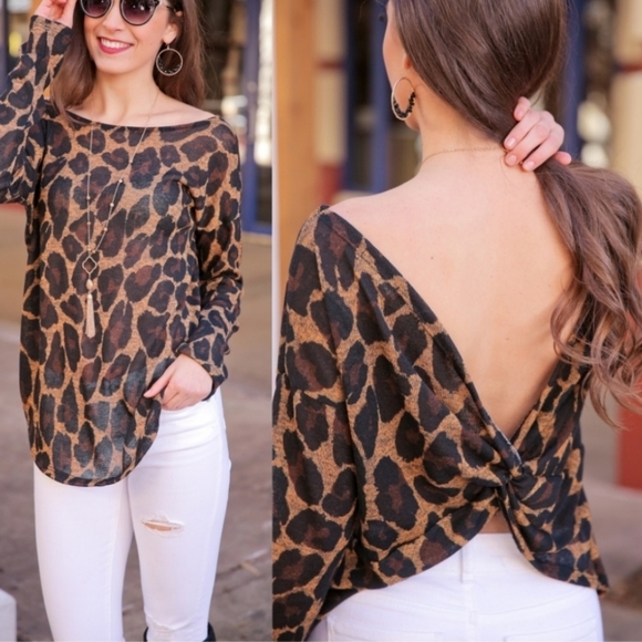Leopard Print twist back top..sz m - Picture 2 of 5